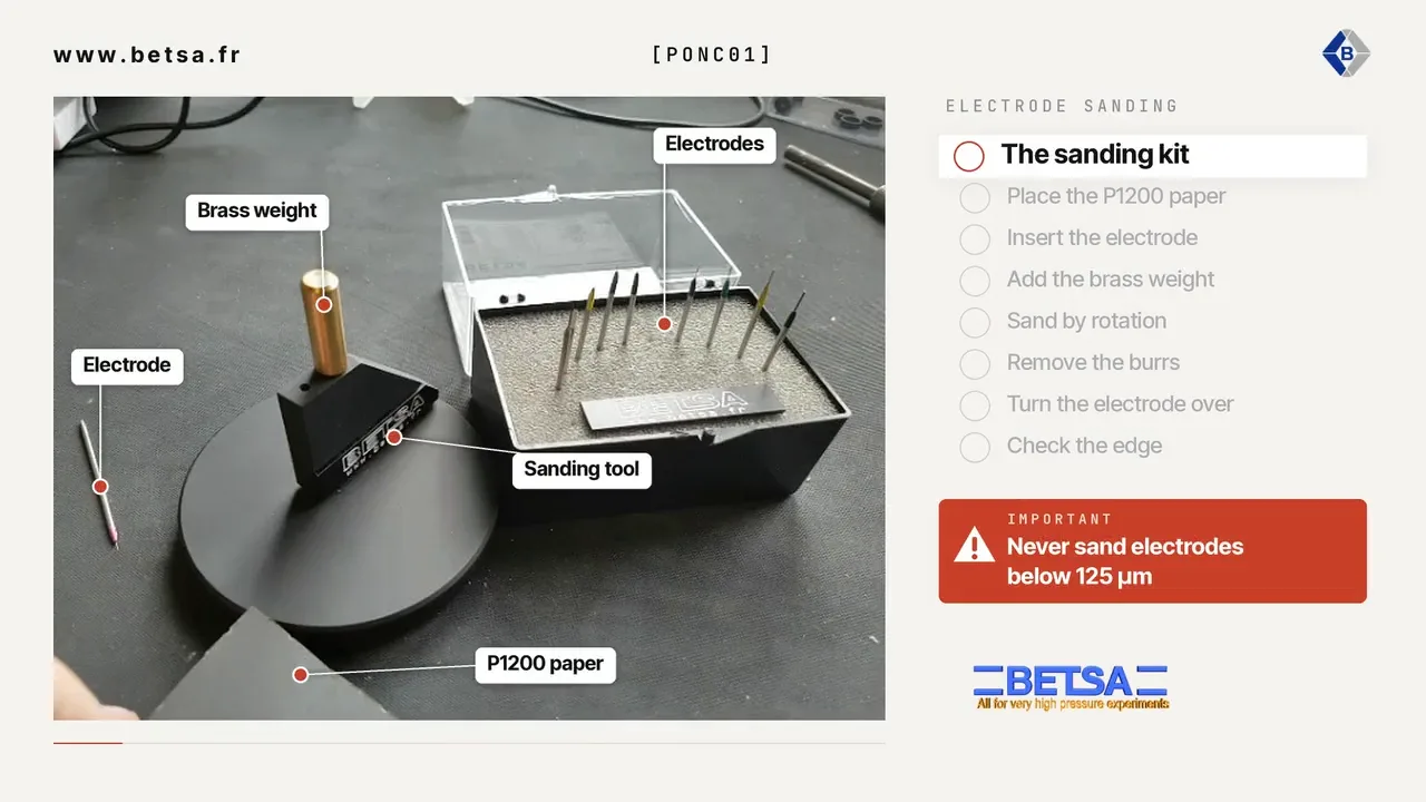 Sanding an MH20M electrode, video tutorial