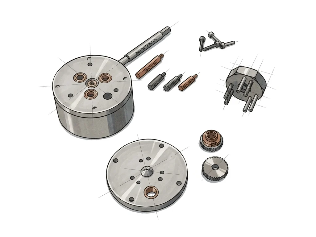 BETSA® gearbox for Tozer cells, parts: body with central and offset shafts, gears