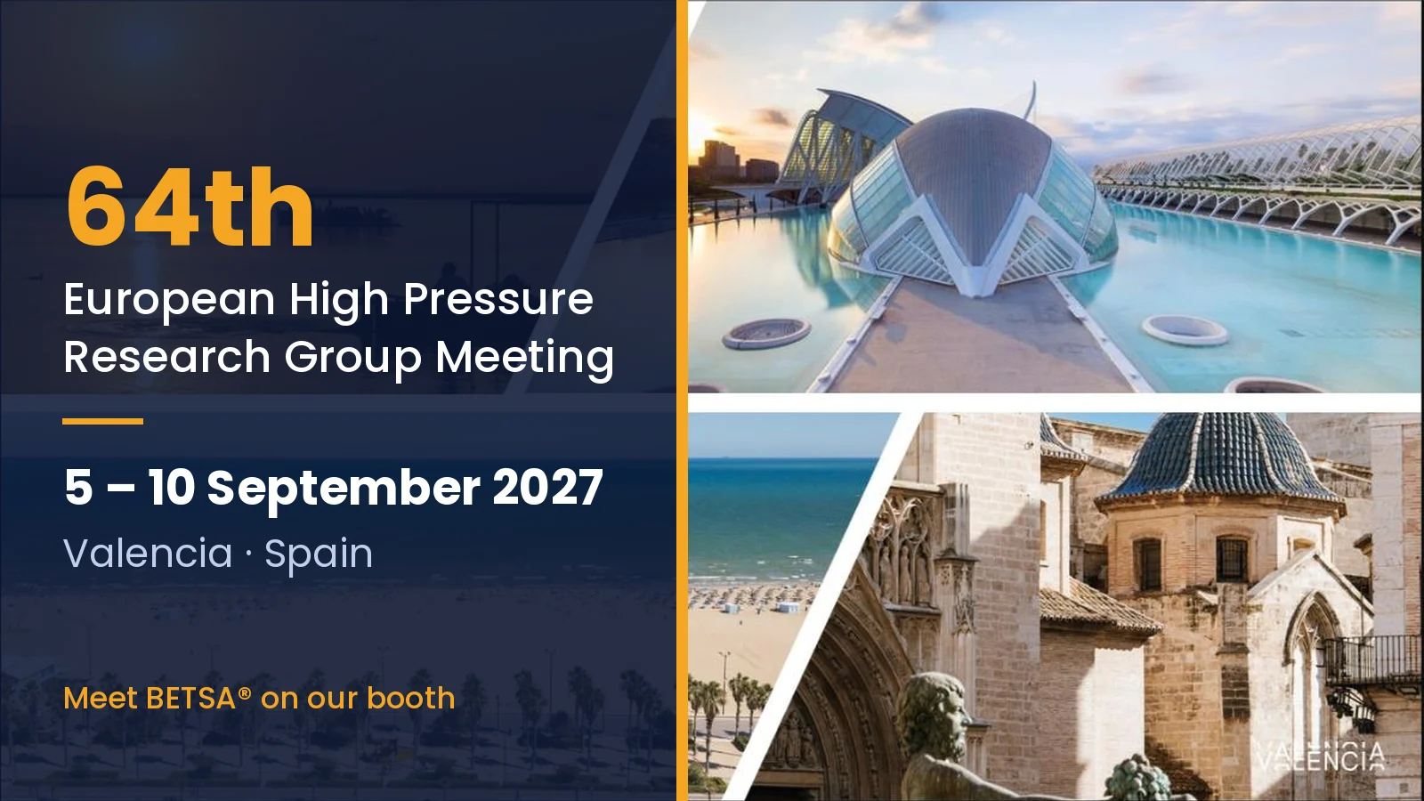 64th EHPRG Meeting, 5&ndash;10 September 2027, Valencia, Spain &ndash; BETSA&reg; booth